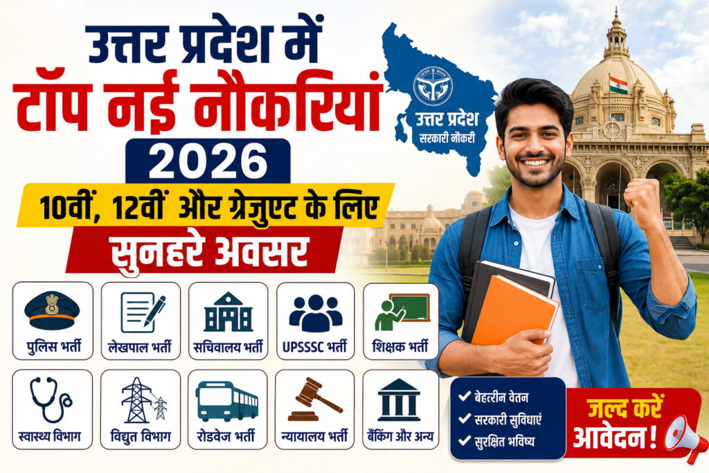 उत्तर प्रदेश में टॉप नई सरकारी नौकरियां 2026